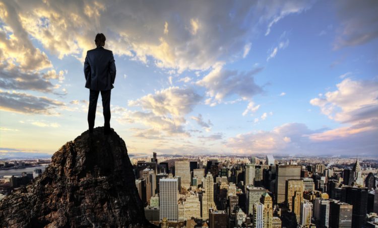 Businessman looking at the city